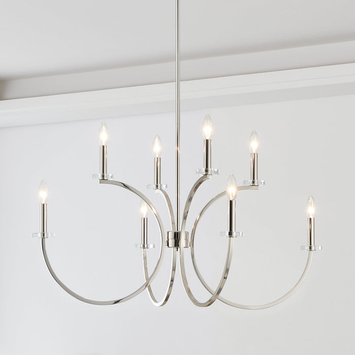 Chandelier Thesis 206934A Florian 36 inch 8 light Polished Nickel and Clear Glass Chandelier THESIS