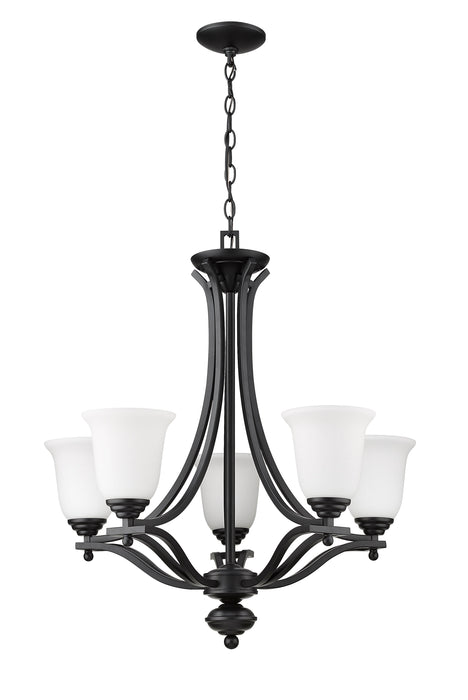 Chandelier Z-Lite 703-5-MB Matte Black Lagoon 5 Light Chandelier Z-Lite