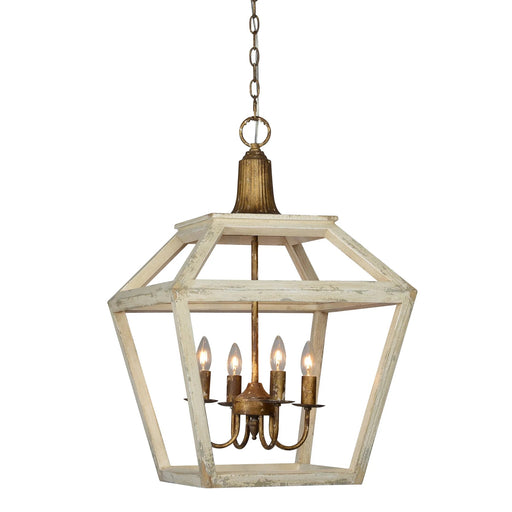 Chandelier Forty West Designs 707133 Emmett Weathered White and Antique Gold Chandelier Forty West Designs