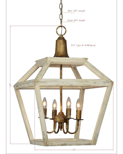 Chandelier Forty West Designs 707133 Emmett Weathered White and Antique Gold Chandelier Forty West Designs