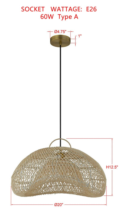 Pendant Forty West Designs 71308 Jagger Rattan Abstract Pendant Light Forty West Designs