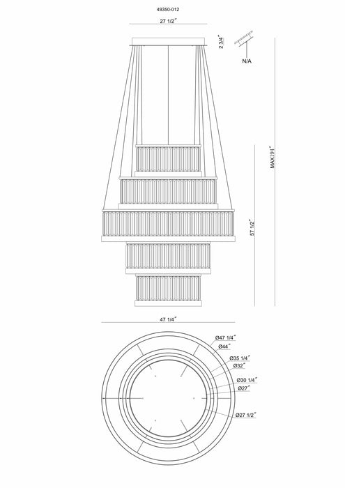 Eurofase 49350-012 Empra 47" Gold LED Chandelier