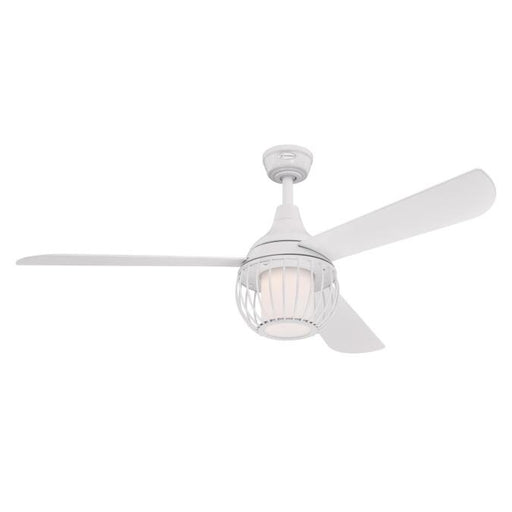  Graham 52-Inch White Ceiling Fan with Cage Shade and Opal Glass LED Light Kit LightStoreUSA