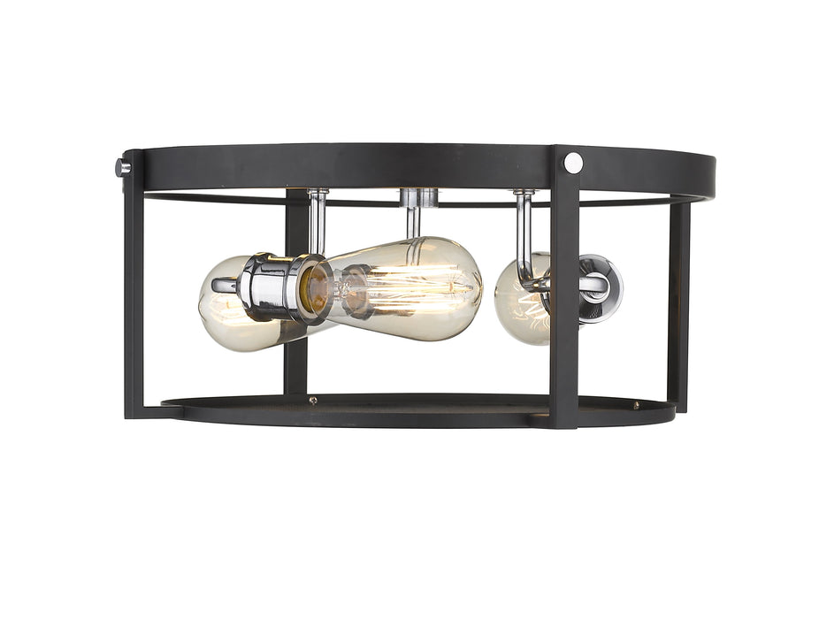Flush Mount Z-Lite 723F15-MB+CH Matte Black + Chrome Halcyon 3 Light Flush Mount Z-Lite