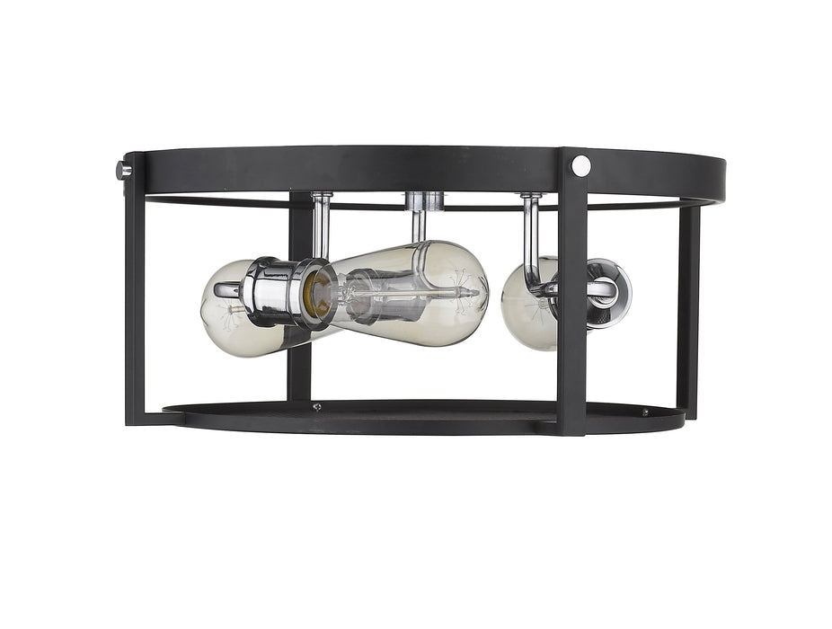Flush Mount Z-Lite 723F15-MB+CH Matte Black + Chrome Halcyon 3 Light Flush Mount Z-Lite