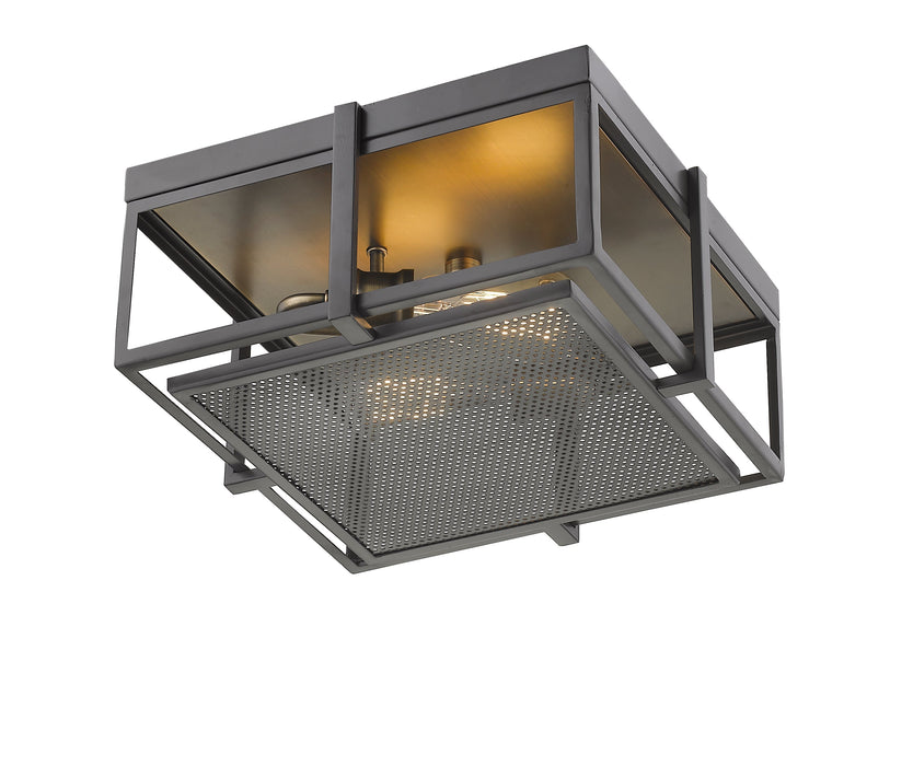 Flush Mount Z-Lite 724F13-BRZ+HBR Bronze + Heritage Brass Halcyon 2 Light Flush Mount Z-Lite