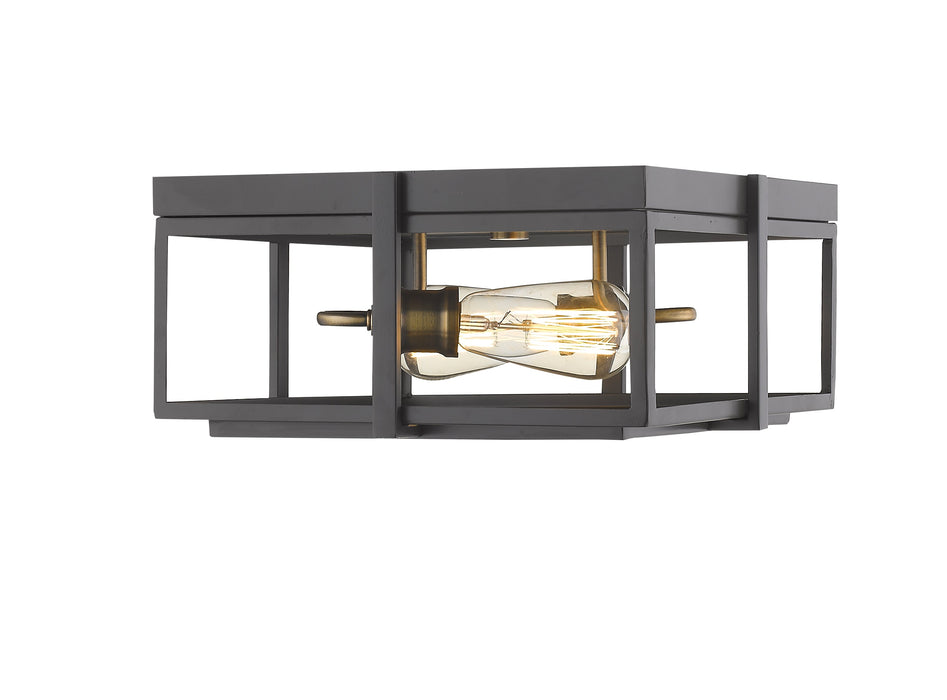 Flush Mount Z-Lite 724F13-BRZ+HBR Bronze + Heritage Brass Halcyon 2 Light Flush Mount Z-Lite