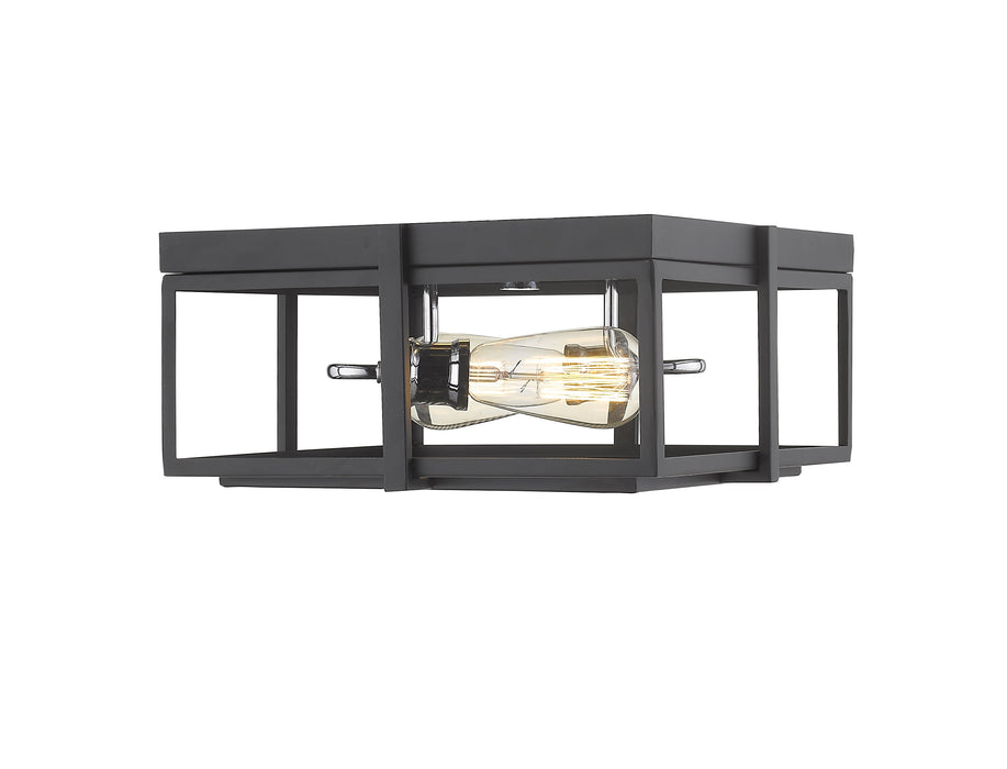 Flush Mount Z-Lite 724F13-MB+CH Matte Black + Chrome Halcyon 2 Light Flush Mount Z-Lite