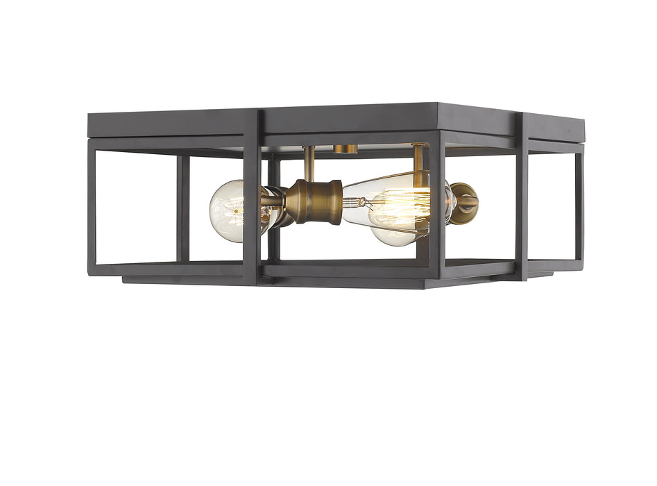 Flush Mount Z-Lite 724F15-BRZ+HBR Bronze + Heritage Brass Halcyon 3 Light Flush Mount Z-Lite