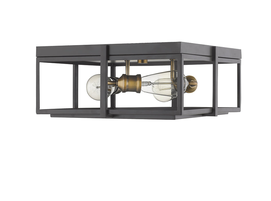 Flush Mount Z-Lite 724F15-BRZ+HBR Bronze + Heritage Brass Halcyon 3 Light Flush Mount Z-Lite