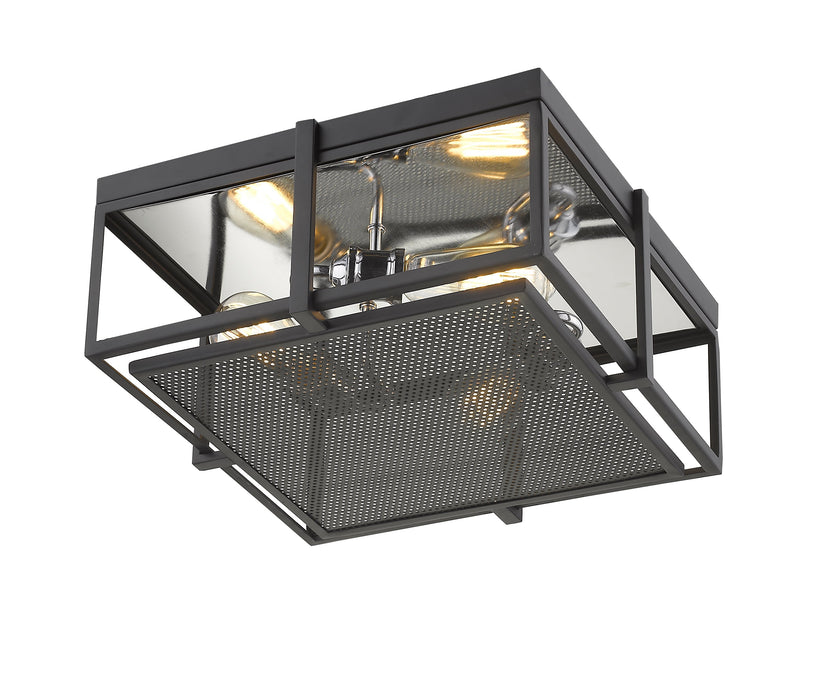 Flush Mount Z-Lite 724F15-MB+CH Matte Black + Chrome Halcyon 3 Light Flush Mount Z-Lite