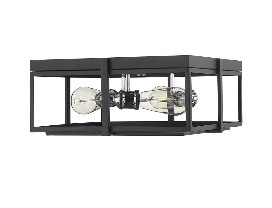 Flush Mount Z-Lite 724F15-MB+CH Matte Black + Chrome Halcyon 3 Light Flush Mount Z-Lite