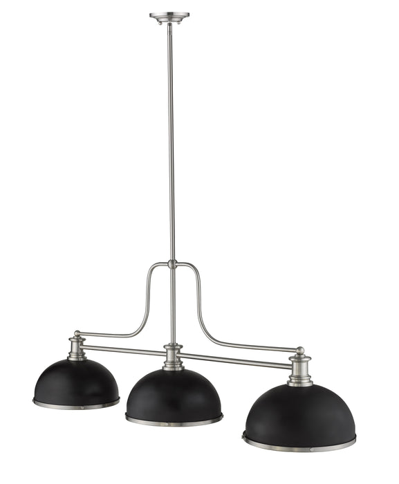 Billiard Z-Lite 725-3BN-D12MB+BN Brushed Nickel Melange 3 Light Billiard Z-Lite