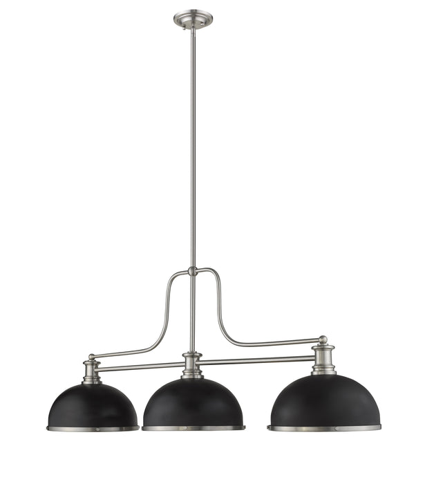 Billiard Z-Lite 725-3BN-D12MB+BN Brushed Nickel Melange 3 Light Billiard Z-Lite