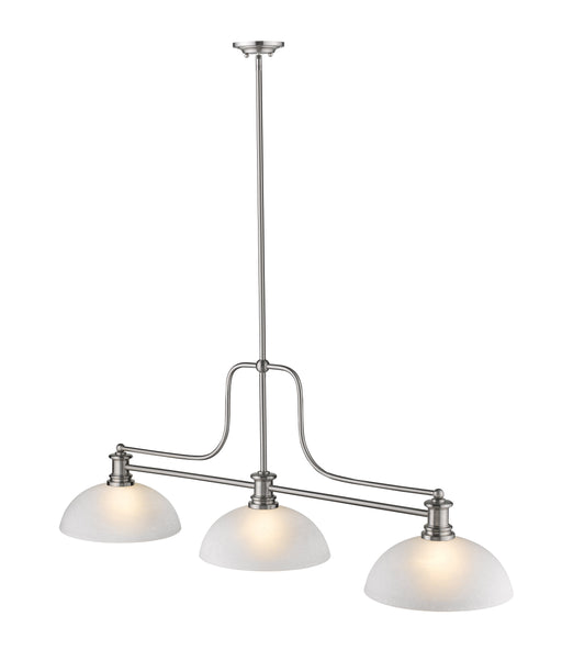Billiard Z-Lite 725-3BN-DWL14 Brushed Nickel Melange 3 Light Billiard Z-Lite