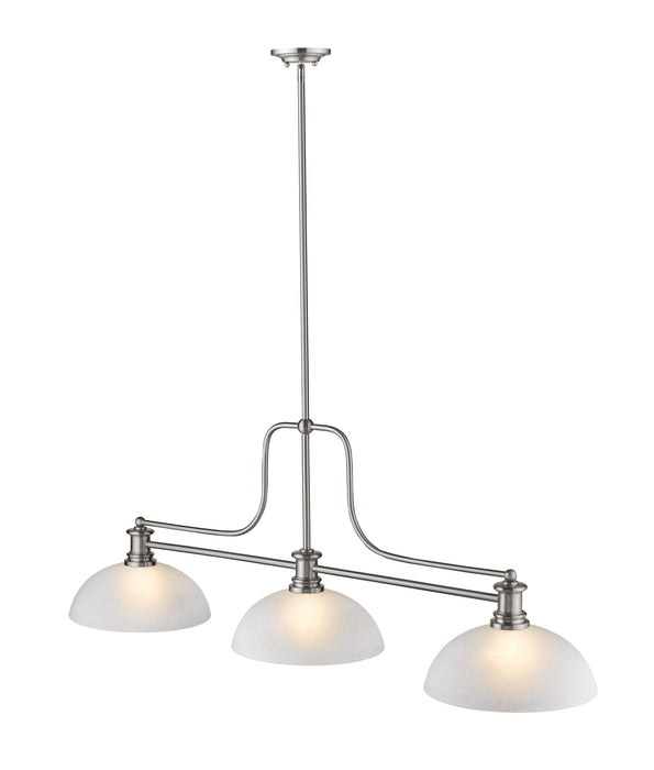 Billiard Z-Lite 725-3BN-DWL14 Brushed Nickel Melange 3 Light Billiard Z-Lite