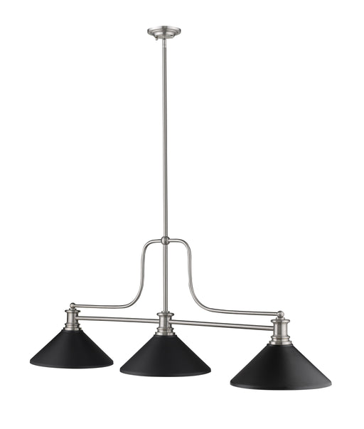 Billiard Z-Lite 725-3BN-MMB Brushed Nickel Melange 3 Light Billiard Z-Lite