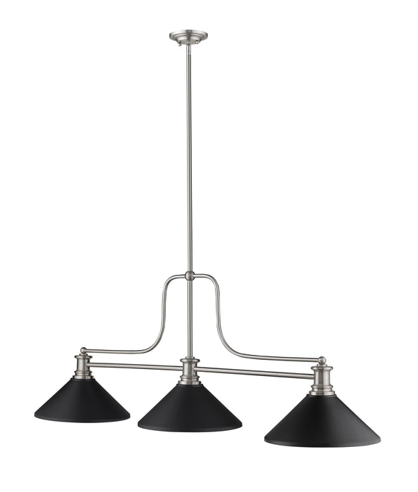 Billiard Z-Lite 725-3BN-MMB Brushed Nickel Melange 3 Light Billiard Z-Lite