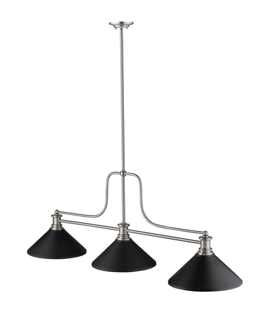 Billiard Z-Lite 725-3BN-MMB Brushed Nickel Melange 3 Light Billiard Z-Lite