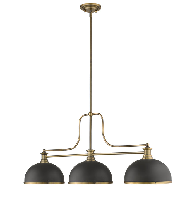 Billiard Z-Lite 725-3HBR-D12BRZ+HBR Heritage Brass Melange 3 Light Billiard Z-Lite