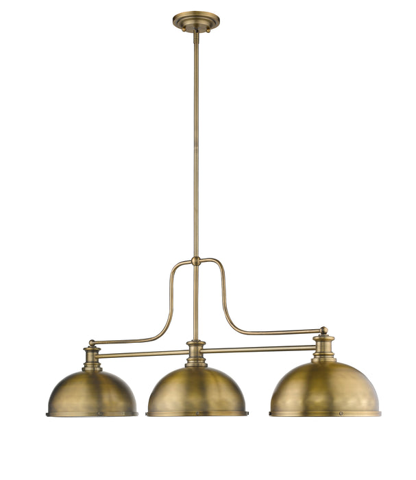 Billiard Z-Lite 725-3HBR-D12HBR Heritage Brass Melange 3 Light Billiard Z-Lite