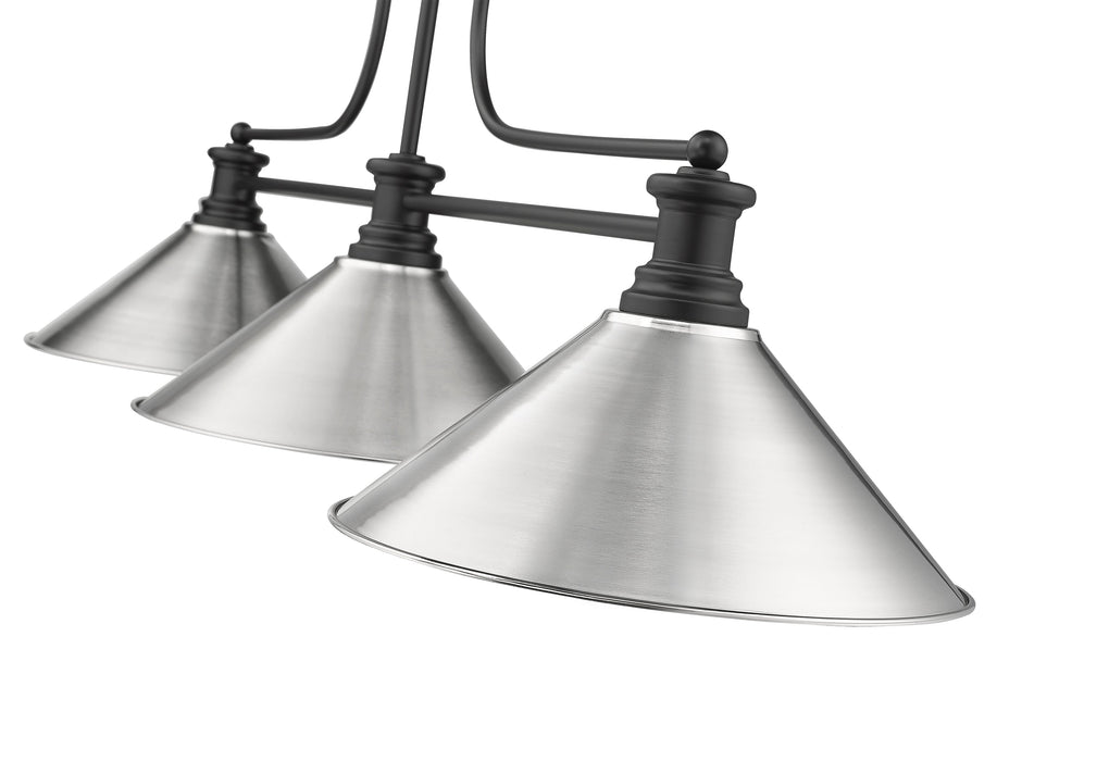 Billiard Z-Lite 725-3MB-BN15 Matte Black Melange 3 Light Billiard Z-Lite