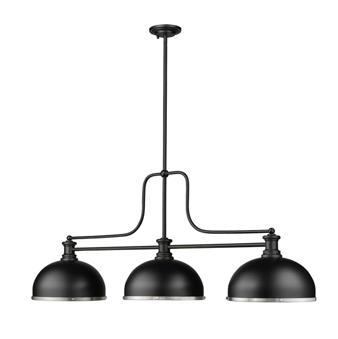 Billiard Z-Lite 725-3MB-D12MB+BN Matte Black Melange 3 Light Billiard Z-Lite