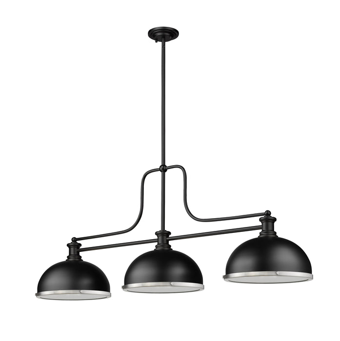 Billiard Z-Lite 725-3MB-D12MB+BN Matte Black Melange 3 Light Billiard Z-Lite
