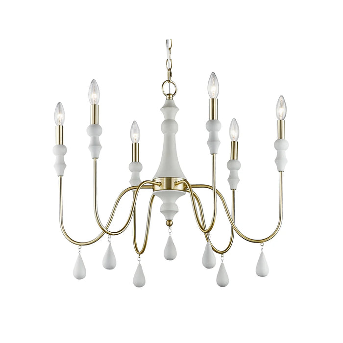 Chandelier Forty West 725123 Liv White and Gold Beaded Chandelier Forty West Designs