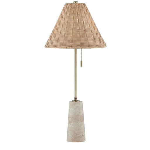 Buffet Lamp Forty West Designs 725168 Lorraine Buffet Lamp with Travertine Base and Rattan Shade Forty West Designs