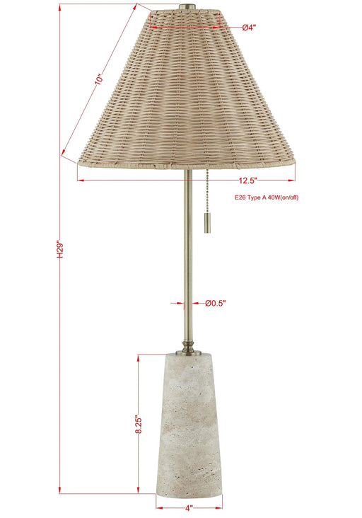 Buffet Lamp Forty West Designs 725168 Lorraine Buffet Lamp with Travertine Base and Rattan Shade Forty West Designs