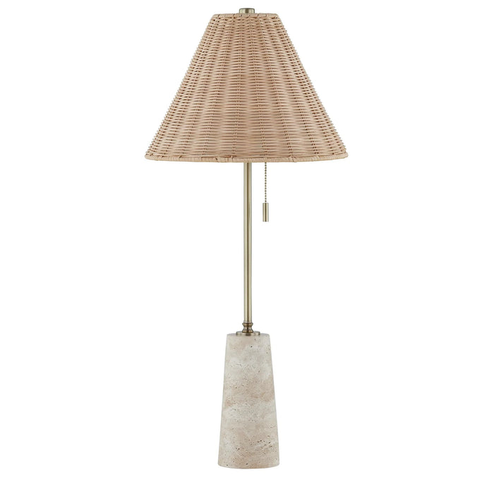 Buffet Lamp Forty West Designs 725168 Lorraine Buffet Lamp with Travertine Base and Rattan Shade Forty West Designs