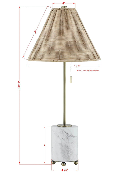 Buffet Lamp Forty West Designs 725169 Judith Marble & Rattan Buffet Lamp Forty West Designs