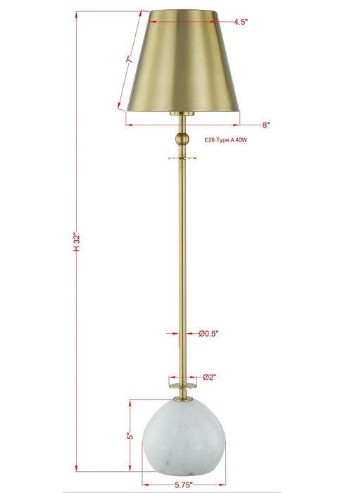 Buffet Lamp Forty West Designs 725180 Liberty Gold Buffet Lamp with Marble Base Forty West Designs