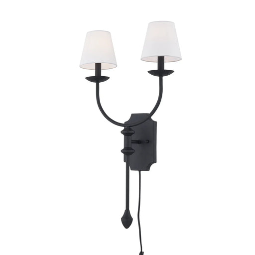 Corded Wall Sconce Forty West Designs 72588 Jade Black Metal Two Shade Wall Sconce Forty West Designs