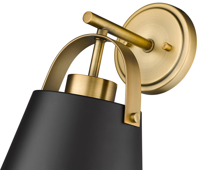 Wall Sconce Z-Lite 726-1S-MB+HBR Matte Black + Heritage Brass Z-Studio 1 Light Wall Sconce Z-Lite