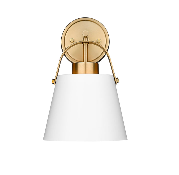 Wall Sconce Z-Lite 726-1S-MW+HBR Matte White + Heritage Brass Z-Studio 1 Light Wall Sconce Z-Lite