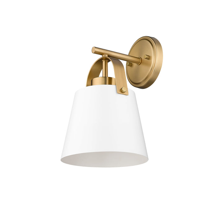 Wall Sconce Z-Lite 726-1S-MW+HBR Matte White + Heritage Brass Z-Studio 1 Light Wall Sconce Z-Lite