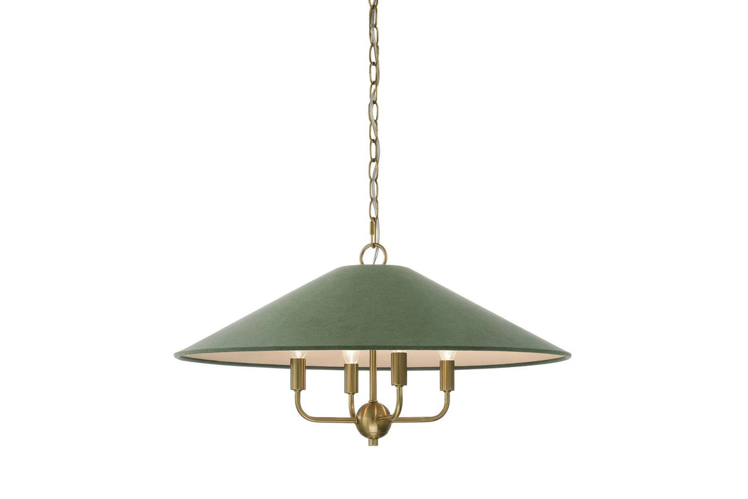 Chandelier Forty West 72666 Ransom 4-Light Chandelier with 25" Green Shade Forty West Designs