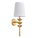 Forty West 72685 Juliana Gold Floral Wall Sconce with White Shade – 22" LightStoreUSA