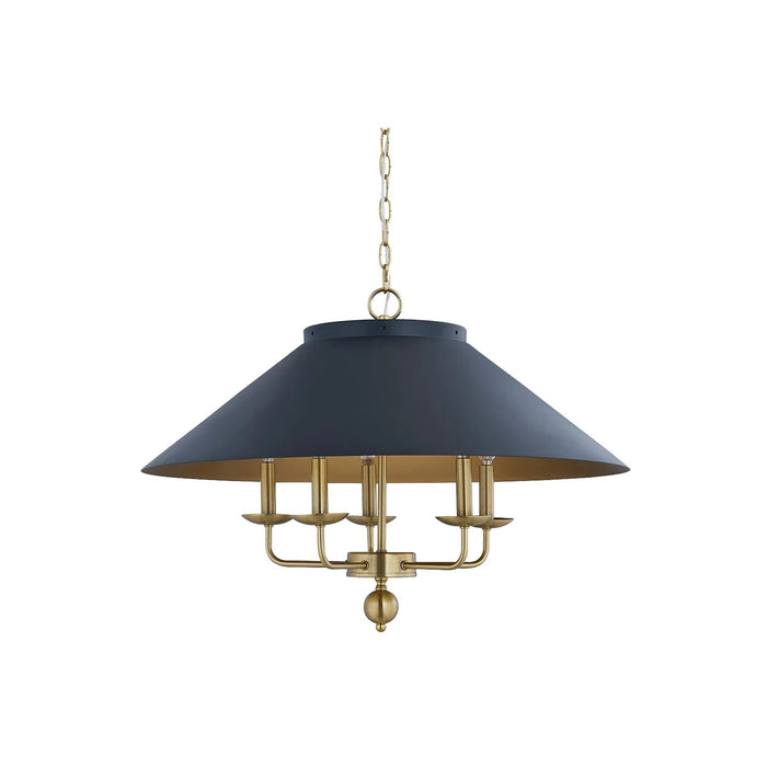 Pendant Forty West 72688 Dutch 27.5" Pendant with Navy Blue Metal Shade & Gold Accents Forty West Designs