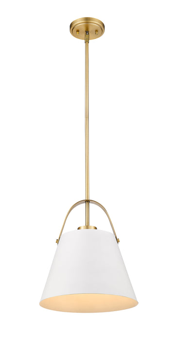 Pendant Z-Lite 726P-MW+HBR Matte White + Heritage Brass Z-Studio 1 Light Pendant Z-Lite
