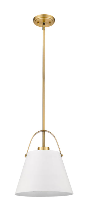 Pendant Z-Lite 726P-MW+HBR Matte White + Heritage Brass Z-Studio 1 Light Pendant Z-Lite