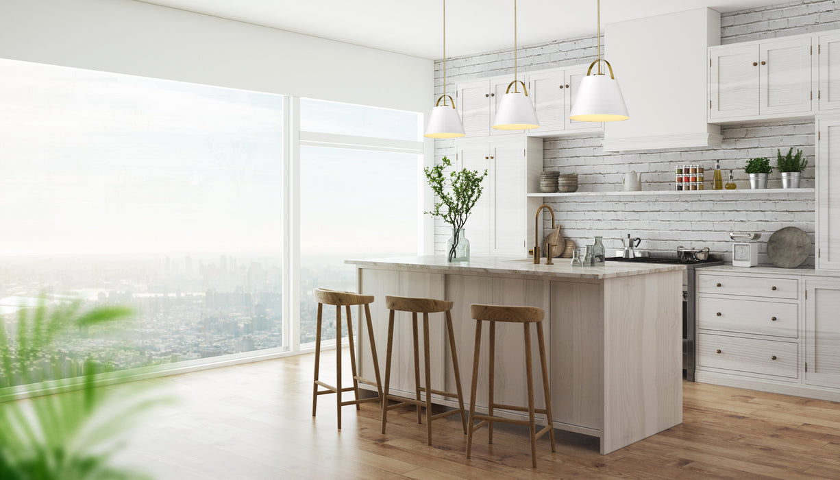 Pendant Z-Lite 726P18-MW+HBR Matte White + Heritage Brass Z-Studio 1 Light Pendant Z-Lite