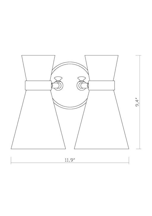 Wall Sconce Z-Lite 728-2S-MB-HBR Matte Black + Heritage Brass Soriano 2 Light Wall Sconce Z-Lite