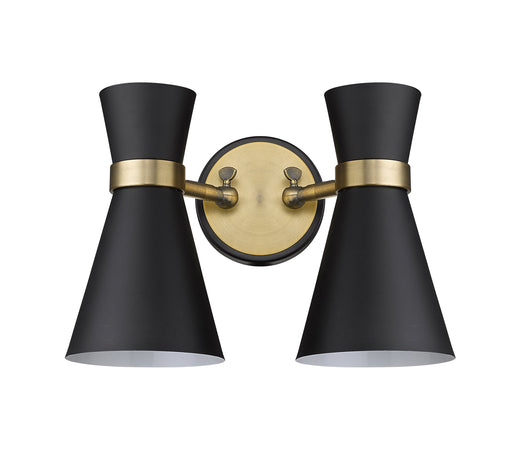 Wall Sconce Z-Lite 728-2S-MB-HBR Matte Black + Heritage Brass Soriano 2 Light Wall Sconce Z-Lite