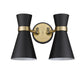 Wall Sconce Z-Lite 728-2S-MB-HBR Matte Black + Heritage Brass Soriano 2 Light Wall Sconce Z-Lite