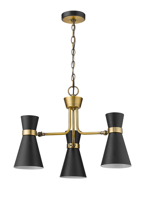 Chandelier Z-Lite 728-3MB-HBR Matte Black + Heritage Brass Soriano 3 Light Chandelier Z-Lite