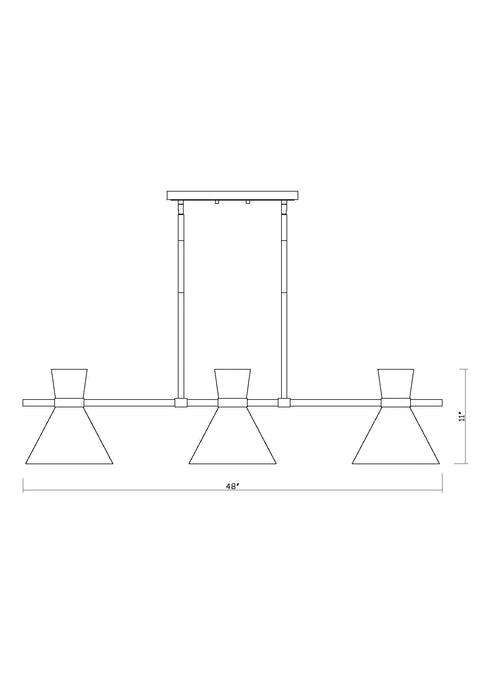 Linear Chandelier Z-Lite 728-6L-MB-BN Matte Black + Brushed Nickel Soriano 6 Light Linear Chandelier Z-Lite