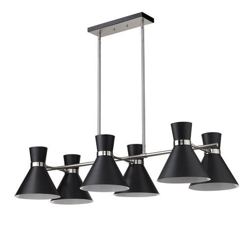 Linear Chandelier Z-Lite 728-6L-MB-BN Matte Black + Brushed Nickel Soriano 6 Light Linear Chandelier Z-Lite